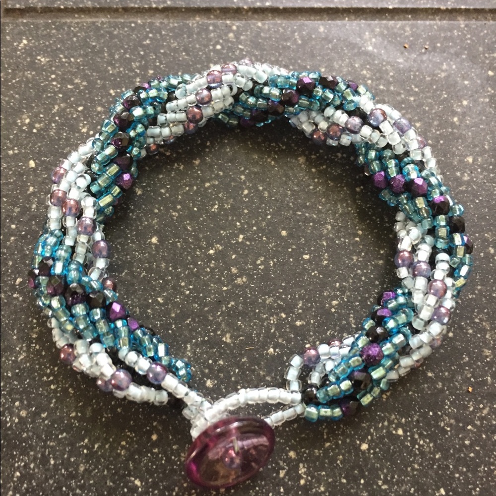 Hand made Beaded spiral multicolor bracelet